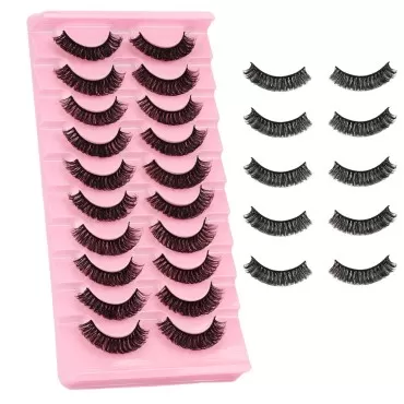 (10 Pairs) False Eyelashes Russian Strip Lashes D ...