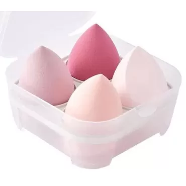 Introduction Price! 4ct Makeup Sponge Set, Foundation Beauty Blender Sponge Puffs for Liquid, Cream and Powder, Makeup Sponges for Blending(Esponjas Para Maquillaje) in Sponge Holder Organizer-Pink