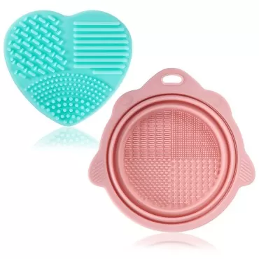 2pcs Makeup Brush Cleanser Mat, Silicone Makeup Br...