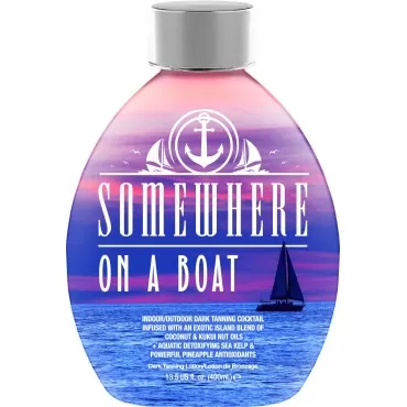 Somewhere On A Boat Indoor Tanning Lotion for Tanning Beds/Outdoor Sun Tan Dark Tanning Lotion w/Coconut Oil, Pineapple & Shea Butter 13.5oz - White Lotion, NO Bronzer