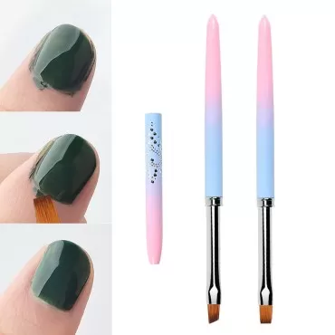 2 Pcs Round&Angled Nail Art Clean Up Brushes,Nail ...