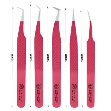 Eyelatics Eyelash Extension Tweezers Set 5 PCS for...