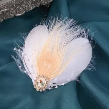 Gortin 1920s Headpiece Pearl Bride Wedding Feather Hair Clip White Great Gatsby Hair Accessory Art Deco Flapper Headbands Rhiestone 20s Headwear Party Prom Flapper Hair Clips for Women and Girls