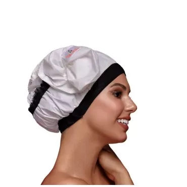 Tube-A-Do Waterproof Shower Cap - Elastic Reusable Bathing Hair Cap - Durable Environmental Protection Hair Bath - large Shower Caps Special Designed for Women - Comfortable to Wear for Hours -White