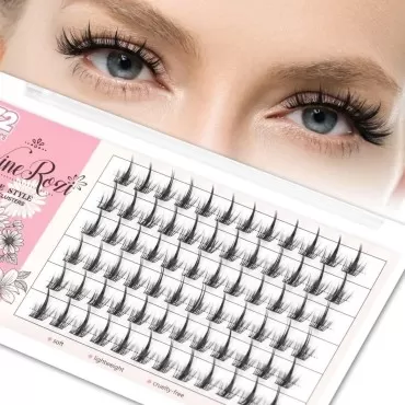 Lash Clusters, 72 Pcs DIY Lash Extension Comic Soft Handmade Cosplay Little Devil Individual Lashes DIY at Home by WineRozi (Rose-14mm)