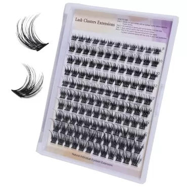 MAEXUS Lash Clusters DIY Eyelash Extensions 120 Clusters Lashes D Curl Fluff Charming Volume LASH Individual Eyelash Clusters Extensions Wispy Lashes Cluster DIY at Home (W11L, 0.07D, 8-16mm MIX)