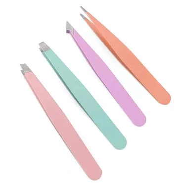 Tweezers Set Stainless Steel Tweezers Slanted and Pointed for Eyebrows, Facial Hair, Ingrown Hair and Blackheads Removal