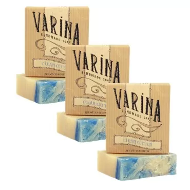 Varina Natural Clean Cotton Bar Soap - Gentle Cleansing for Sensitive Skin, Fresh - 3 Pack - Experience Healthy and Glowing Skin