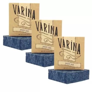 Varina Natural Deep Sea Bar Soap - Gentle Cleansing for Sensitive Skin, Fresh - 3 Pack - Experience Healthy and Glowing Skin