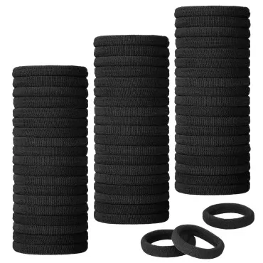 Expressions 60pc Seamless Hair Ties, No Damage Soft Ponytail Holders - Value Pack Black Elastic Hair Ties, Cute Hair Accessories For Girls, Hair Rubber Bands No Damage Hair Ties for Everyday Use