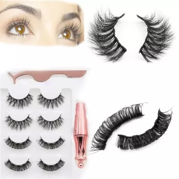 4Pairs 2Styles Extension Eyelashes Kit,Eyelashes M...