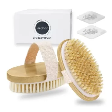 2 Pack Dry Body Brushing Brush with 2 Free Hooks E...