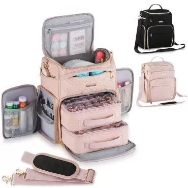 BEGULF Multi-Pockets Nail Polish Organizer Case wi...