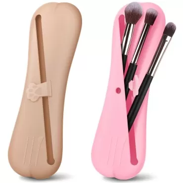 YATOISUR Travel Makeup Brush Holder 2Pcs- Silicone...