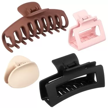 Expressions 4pc Mixed Soft-Touch Claw Clips Collection - Assorted Hair Clips Gift Set, Premium Aesthetic Large Claw Clips, Hair Claw Clips For Women