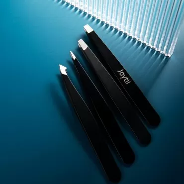 Tweezers Set, 4 Professional Stainless Steel Tweezers for Eyebrows