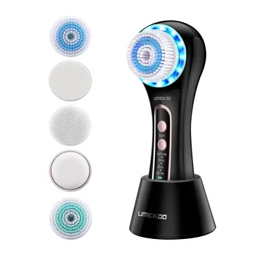 UMICKOO Face Scrubber Exfoliator,Facial Cleansing Brush Rechargeable IPX7 Waterproof with 5 Brush Heads,Face Spin Brush for Exfoliating, Massaging and Deep Cleansing