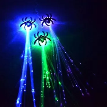 The Electric Mammoth LED Barrettes - Set of 6 - Light Up Fiber Optic Hair Braid Extensions - 14 “Length Clip On Party Fashion Accessory (Spiders)