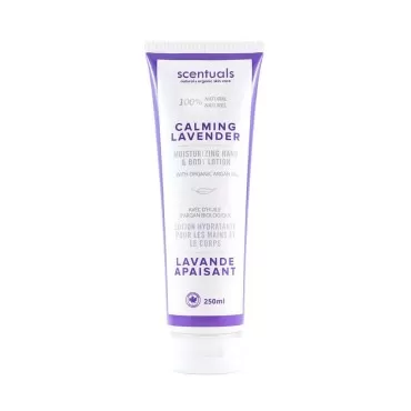 Hand & Body Cream Scented with Essential Oil Lavender, Made with Organic Argan Oil, Olive Oil and Aloe Juice, for Dry Skin, Cruelty Free, Natural Skin Care Products, 250 ml, 8.45 fl.oz