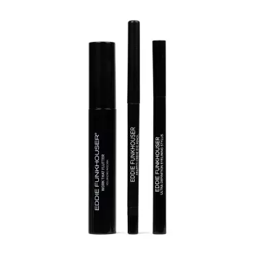 EDDIE FUNKHOUSER All Eye Need - Ultimate Eye Makeup Trio Set | Volumizing Mascara, Liquid Eyeliner, Crème Eyeliner Pencil | Cruelty-Free, Vegan