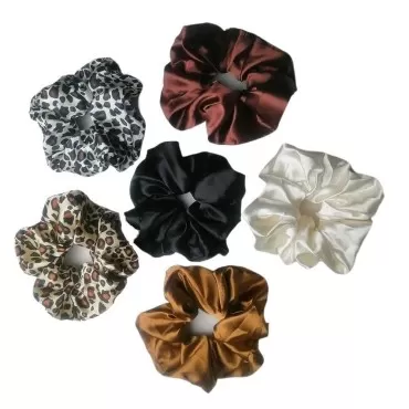 Scrunchies Silk Hair Ties Satin Scrunchies Women Girls Hair Elastics Bands Ponytail Satin Headbands Accessories beige brown