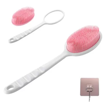 2-in-1 Silicone Body Brush with Detachable Long Ha...