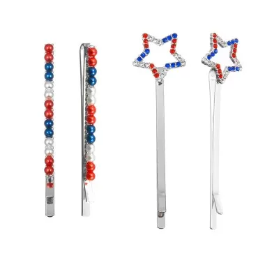 ZMNNOPPAB 4th of July Patriotic Hair Clips Rhinest...