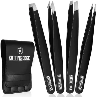 Kutting Edge Eyebrow Tweezers Set of 4 Pcs Profess...