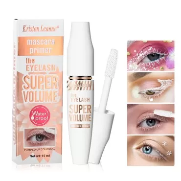 MIESCHER White Mascara For Eyelashes, 4D Thick Fiber Mascara,Colorful Mascara Long Lasting Eye Lash Primers For Mascara Fast Dry Smudge-Proof Lengthening, Curling, Defining, Voluminous Mascara Primer Makeup Eye Lashes Party Cosplay Stage Use