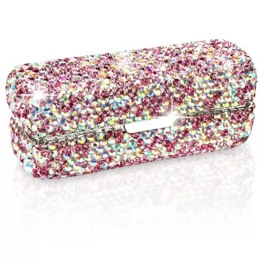 Adorila Lipstick Case with Mirror, Rhinestone Crys...