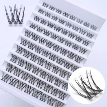 Lash Clusters DIY Eyelash Extensions at Home 0.3mm Super Thin Band and Soft Wispy Cluster Lashes Cat eye Look Reusable 80Pcs D Curl Fluffy Eyelash Clusters(Z004)