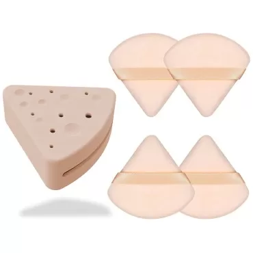 4 Triangle Powder Puffs with Silicone Holder - Mak...