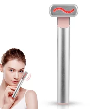 Floverkity 4-in-1 Facial Wand, Face Massager, Anti Aging Skincare Wand (Silver)