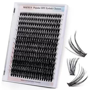 MAEXUS Lashes Premium DIY Cluster Eyelashes 40D-0.07D, 280pcs, Perfect for Lash Extensions and Lash Clusters at Home - Reusable and Vegan, Perfect for Dramatic or Natural Look (M40D, 9-16mm MIX)