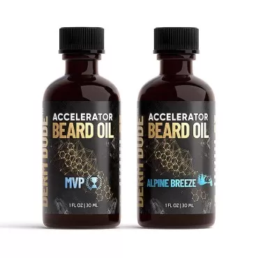 Derm Dude Accelerator Beard Oil Set, Beard Growth Oil For Men, Loaded with All-Natural Avocado Oil, Castor Oil, Jojoba Seed Oil, Promotes Natural Healthy Facial Hair Growth, Alpine Breeze & MVP Scents