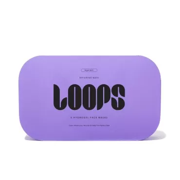 Loops NIGHT SHIFT - Repairing Hydrogel Face Mask - Hydrates and Replenishes Skin Before Bed - Supports Skin's Natural Overnight Renewal Process - Soothes Skin and Helps Restore Collagen - 5 pc