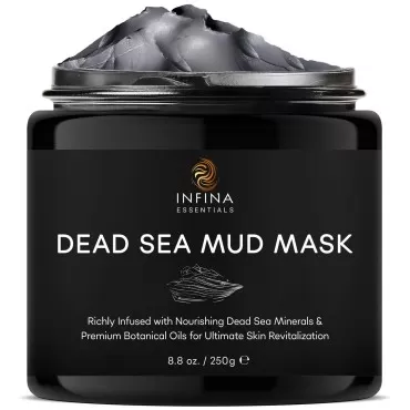 INFINA ESSENTIALS Dead Sea Mud Mask for Face & Body - Premium Natural Skin Care for Men & Women - Pore Reducer Mud Mask for Blackhead & Acne - Revitalizing & Hydrating - 8.8 oz