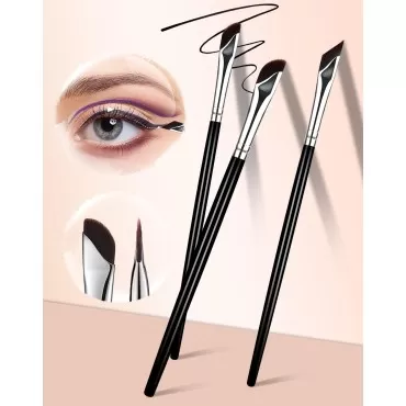 Eyeliner Brushes Set, Fine Angled Eyeliner Eyebrow Concealer Brushes 3 Pcs, Eyeliner Brushes Fine Point, Upgraded Sickle Ultra Thin Slanted Flat Angle Eye Liner Brush for Women Eye Makeup Brush Tool