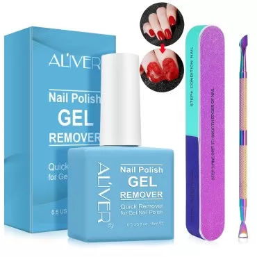 Gel Nail Polish Remover 15ml with Nail File & Nail...