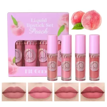 4 Pcs Pink Matte Lipstick Lip Gloss Set, Long Last...