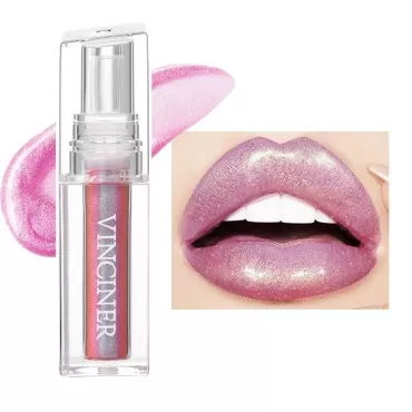 MIESCHER Glitter Liquid Lip Gloss, Shimmer Liquid Lipstick Long Lasting Smudge-Proof Metallic Sparkling Glossy Glitter Lipstick & Chameleon Eyeshadow, Aurora Gloss Diamond Shiny Lip Glaze Makeup(06#)